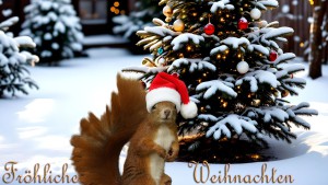 Weihnachtskarte-Eichh&ouml;rnchen